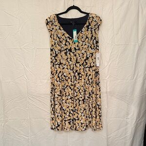 Maggy London Black and Yellow Floral Midi Dress